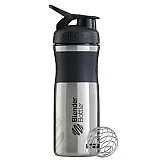 Спортивная бутылка-шейкер BlenderBottle SportMixer Stainless Steel Black 820ml (из нержавеющей пищевой cтали)