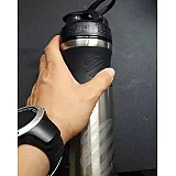 Спортивная бутылка-шейкер BlenderBottle SportMixer Stainless Steel Black 820ml (из нержавеющей пищевой cтали)