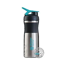 Спортивная бутылка-шейкер BlenderBottle SportMixer Stainless Steel Teal 820ml (из нержавеющей пищевой cтали)