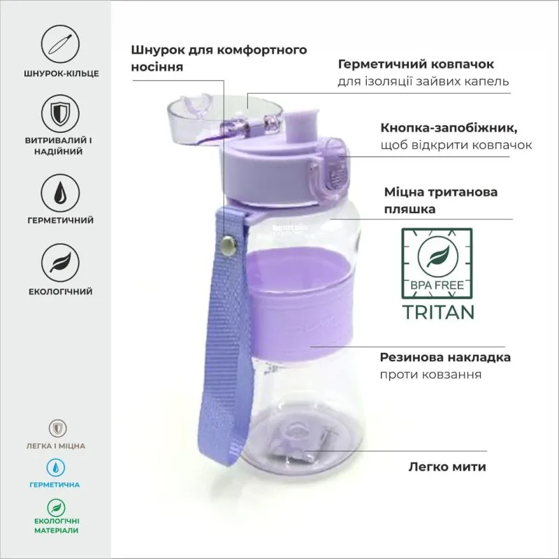 Бутылка для воды CASNO 400 мл KXN-1104 Tritan Фиолетовая