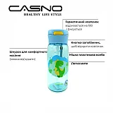 Бутылка для воды CASNO 400 мл KXN-1195 Голубая (Дино) с соломинкой