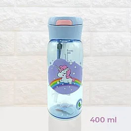 Бутылка для воды CASNO 400 мл KXN-1195 Сиреневая (Единорог) с соломинкой