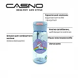 Бутылка для воды CASNO 400 мл KXN-1195 Сиреневая (Единорог) с соломинкой