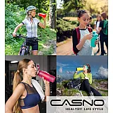 Бутылка для воды CASNO 400 мл KXN-1195 Сиреневая (Единорог) с соломинкой