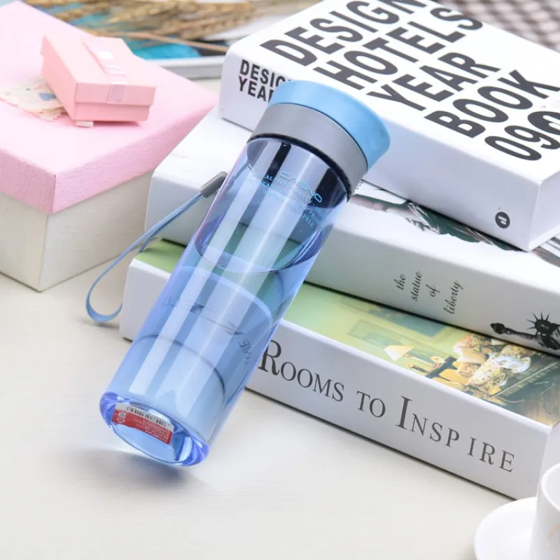 Бутылка для воды CASNO 600 мл KXN-1145 Голубая + пластиковый венчик