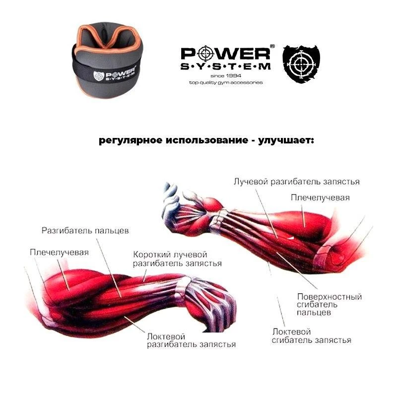 Отягощения для запястья фиксированные Power System 0.5 kg PS-4043 (пара)