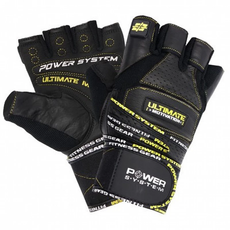 Перчатки для фитнеса и тяжелой атлетики Power System Ultimate Motivation PS-2810 Black Yellow Line M