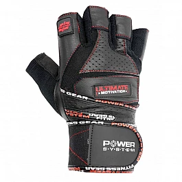 Перчатки для фитнеса и тяжелой атлетики Power System Ultimate Motivation PS-2810 Black Red Line M