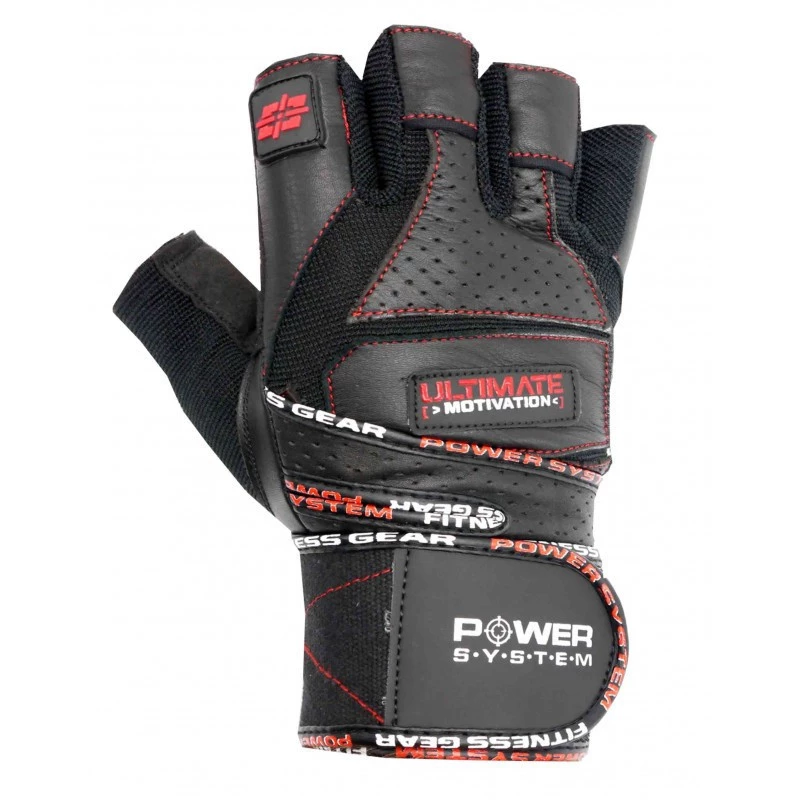 Перчатки для фитнеса и тяжелой атлетики Power System Ultimate Motivation PS-2810 Black Red Line M
