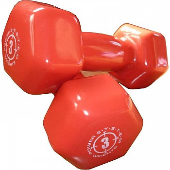 Гантели для фитнеса и аэробики обрезиненные Power System 3 kg PS-4026 Red (1 шт.)