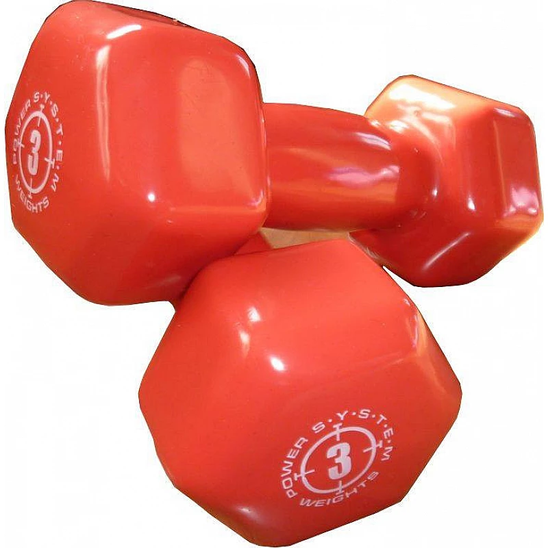 Гантели для фитнеса и аэробики обрезиненные Power System 3 kg PS-4026 Red (1 шт.)