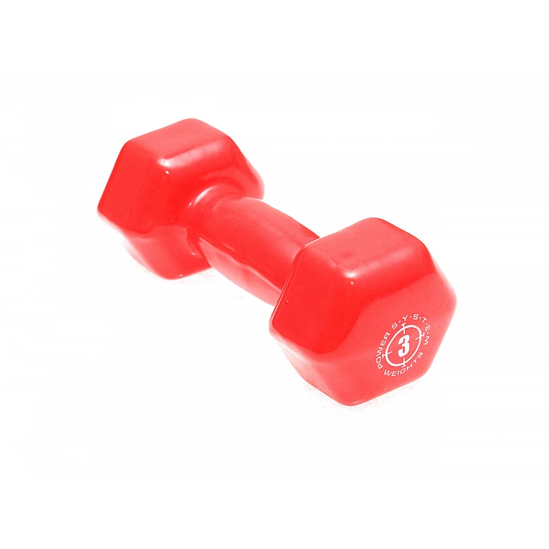 Гантели для фитнеса и аэробики обрезиненные Power System 3 kg PS-4026 Red (1 шт.)