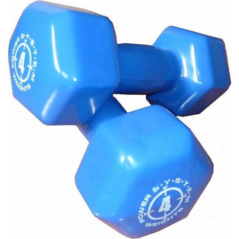 Гантели для фитнеса и аэробики обрезиненные Power System 4 kg PS-4027 Blue (1 шт.)