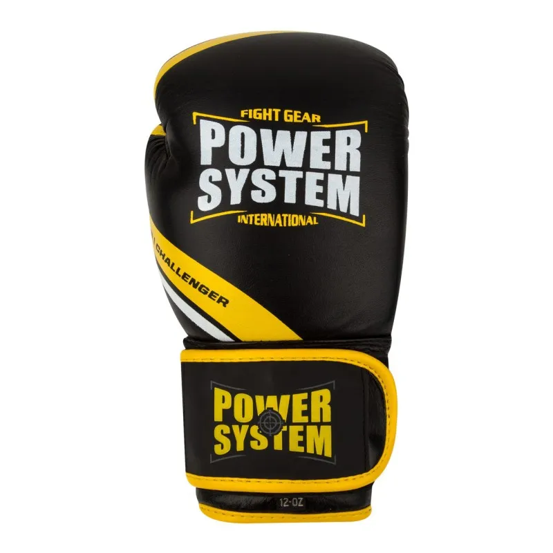 Боксерские перчатки PowerSystem PS 5005 Challenger Black/Yellow 12 унций