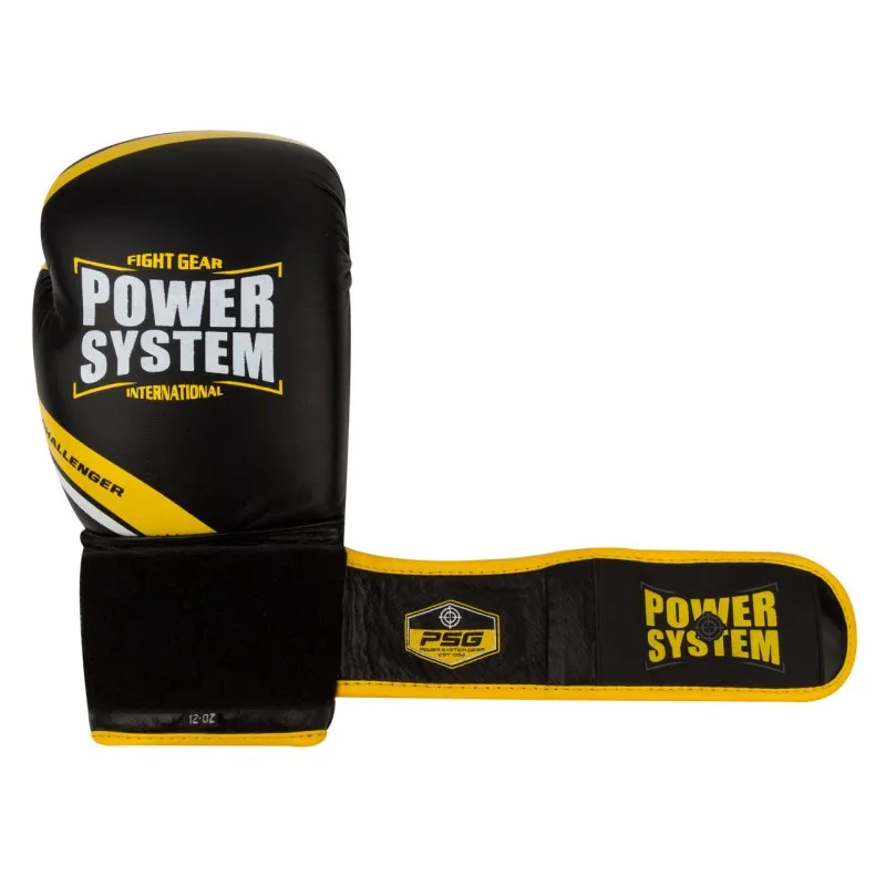 Боксерские перчатки PowerSystem PS 5005 Challenger Black/Yellow 14 унций