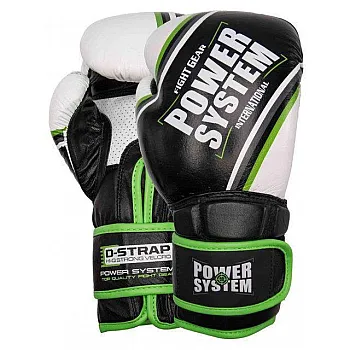 Боксерские перчатки PowerSystem PS 5006 Contender Black/Green Line 10 унций