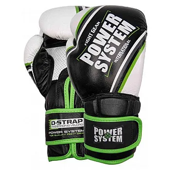 Боксерские перчатки PowerSystem PS 5006 Contender Black/Green Line 12 унций