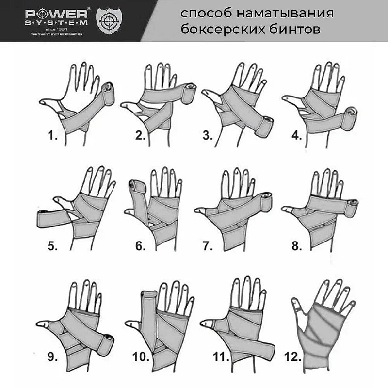 Бинты для бокса Power System PS-3404 Black (4 м)