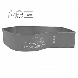 Фитнес-резинка PowerPlay 4140 Level 3 (600*60*1.0 мм, 15 кг) Серая