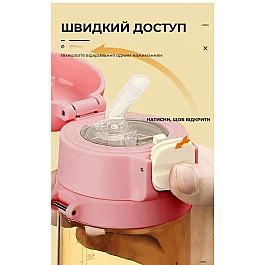 Бутылка для воды CASNO 690 мл KXN-1219 Розовая (Свинка) с соломинкой