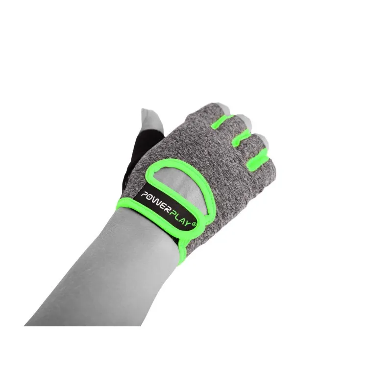 Перчатки для фитнеса PowerPlay 2935 женские Серо-Зеленые M