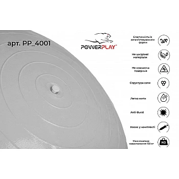 М'яч для фітнесу PowerPlay 4001 65см Сірий + насос
