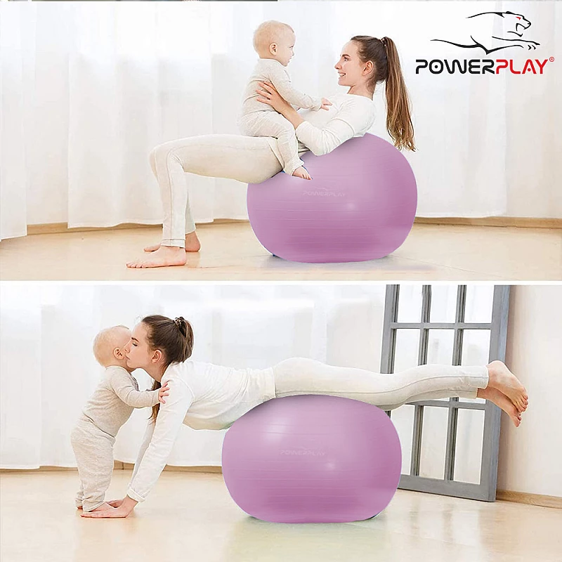 М'яч для фітнесу PowerPlay 4001 65см Ліловий + насос