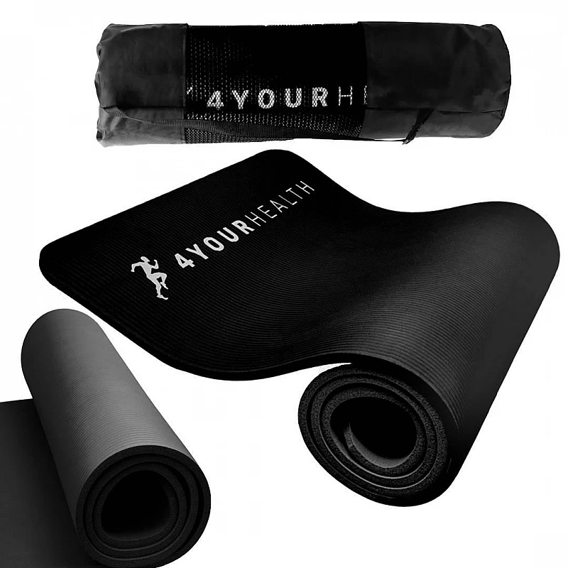 Килимок для йоги та фітнесу + чохол 4yourhealth Fitness Yoga Mat 0132 (180*61*1см) Чорний