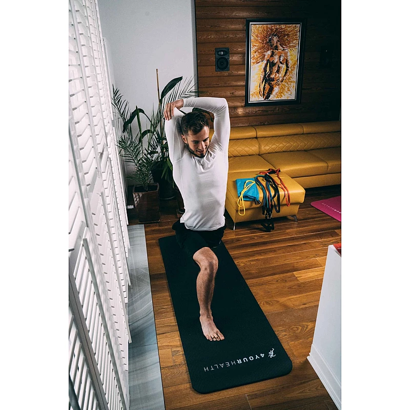 Килимок для йоги та фітнесу + чохол 4yourhealth Fitness Yoga Mat 0132 (180*61*1см) Чорний