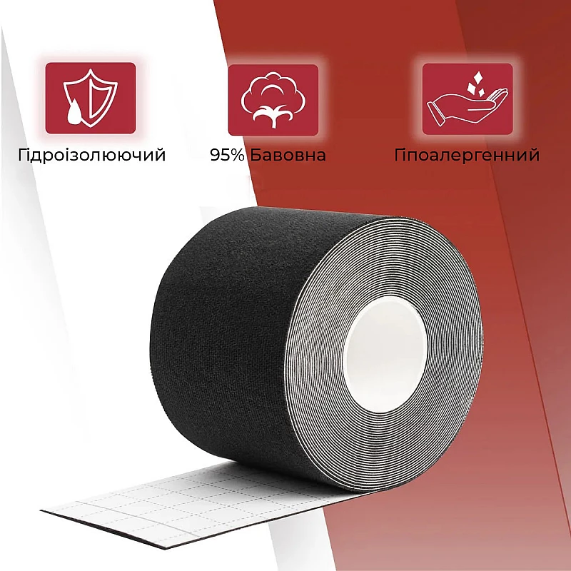Кінезіологічний тейп 4yourhealth Kinesio Tape 5cm*5m Чорний