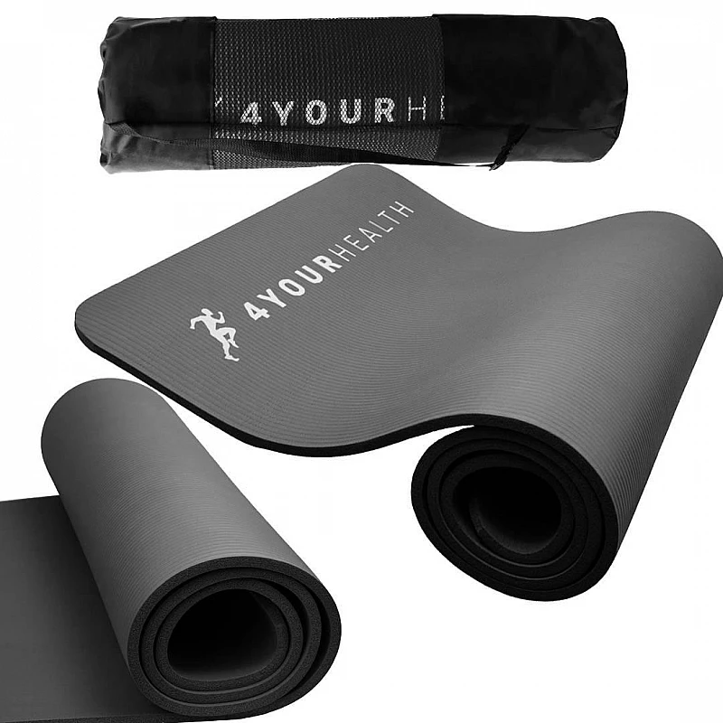 Килимок для йоги та фітнесу + чохол 4yourhealth Fitness Yoga Mat 0118 (180*61*1см) Сірий