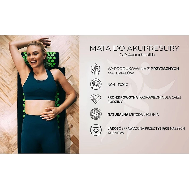 Килимок акупунктурний 4yourhealth Elite Line 1849 з подушкою бежево-жовтий 72*42см