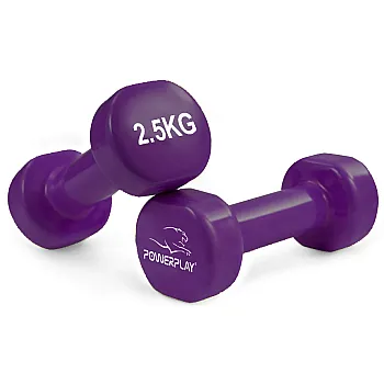 Гантелі вінілові PowerPlay 4125 Achilles 2*2.5 кг. Фіолетові (пара - 2шт.) + Резинка для фітнесу 7,5кг