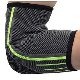 Компресійний налокітник MadMax MFA-283 3D Compressive elbow support Dark grey/Neon green (1шт.) L