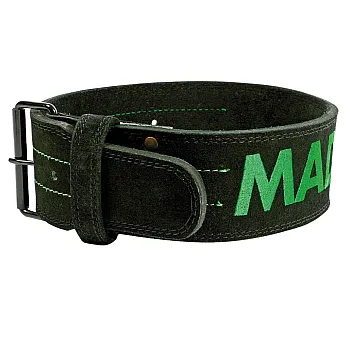 Пояс для важкої атлетики MadMax MFB-301 Suede Single Prong шкіряний Black/Green M