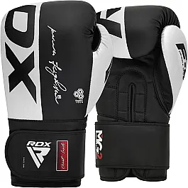 Боксерські рукавиці RDX F4 Boxing Sparring Gloves Hook&Loop WHITE/BLACK 12 унцій (капа у комплекті)