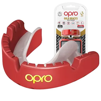 Капа OPRO Gold Braces під брекети доросла (вік 11+) Red/Pearl (art.102506003)