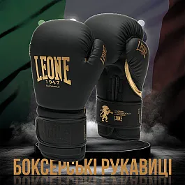Боксерські рукавиці Leone GN059D Black/Gold 10 унцій (капу в комплекті)