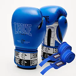 Боксерські рукавиці Leone GN208 ICONIC Blue 12 унцій (бинти 4 м. в комплекті)
