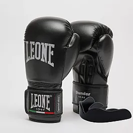 Боксерські рукавиці Leone GN383 THUNDER Black 10 унцій (капу в комплекті)