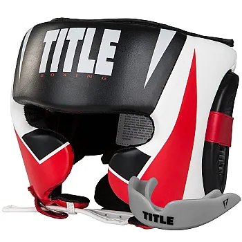 Боксерський шолом TITLE MMA Command Black/White/Red M (капа в комплекті)