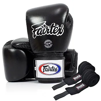 Боксерські рукавиці Fairtex BGV1 Black 18 унцій (бинти в комплекті)