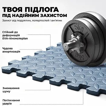 Мат-пазл (ластівчин хвіст) PowerPlay PP_4414 EVA Puzzle Mat 120x120x1.2 cм Блакитний