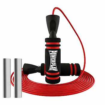 Скакалка швидкісна PowerPlay 4212 X ROPE з обтяжувачами Чорно/Червона (120г*2) 3м.
