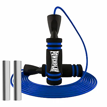 Скакалка швидкісна PowerPlay 4212 X ROPE з обтяжувачами Чорно/Темно синя (120г*2) 3м.