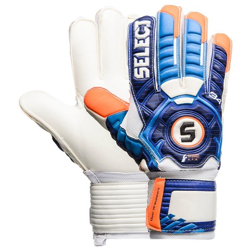 Перчатки вратарские SELECT 34 Protection (330) син/біл/помаран, 9,5