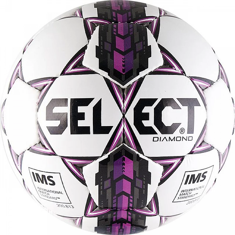 М’яч футбольний SELECT Diamond IMS  біл/сір/пурпур, 3 фото товару