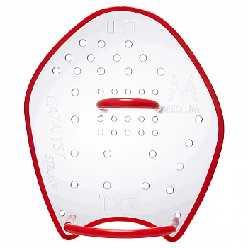 Лопатки для плавання TYR Catalyst Stroke Training Paddles, Червоний, M, CLEAR/ BLACK