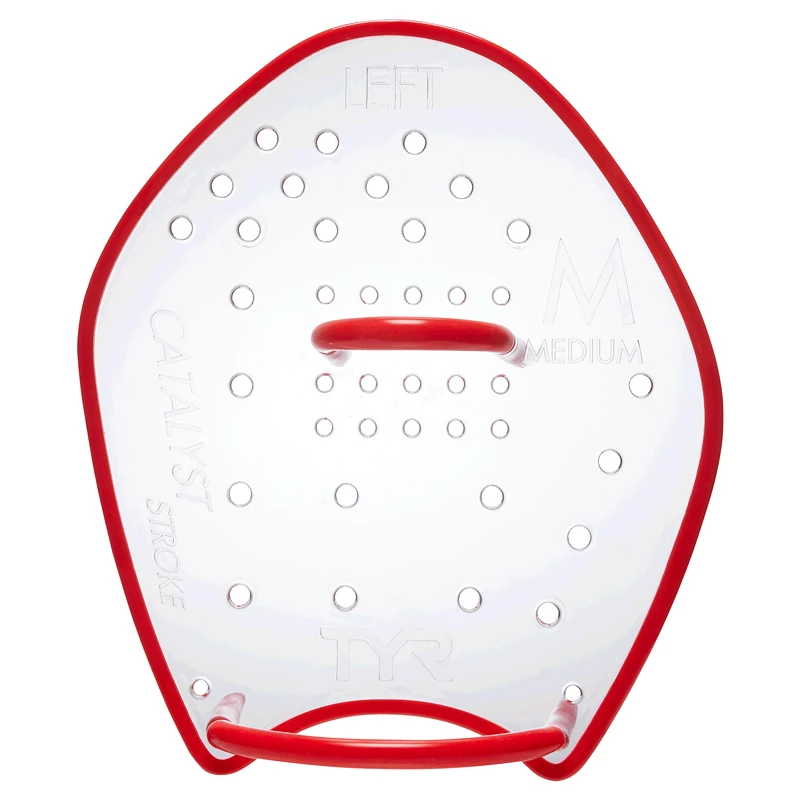 Лопатки для плавання TYR Catalyst Stroke Training Paddles, Червоний, M, CLEAR/ BLACK