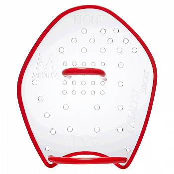 Лопатки для плавання TYR Catalyst Stroke Training Paddles, Червоний, M, CLEAR/ BLACK